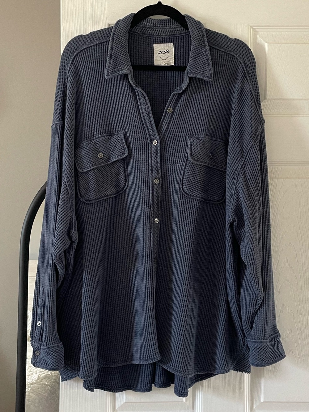 Aerie waffle button up top